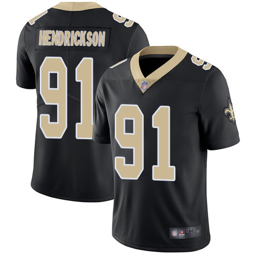 Men New Orleans Saints Limited Black Trey Hendrickson Home Jersey NFL Football #91 Vapor Untouchable Jersey